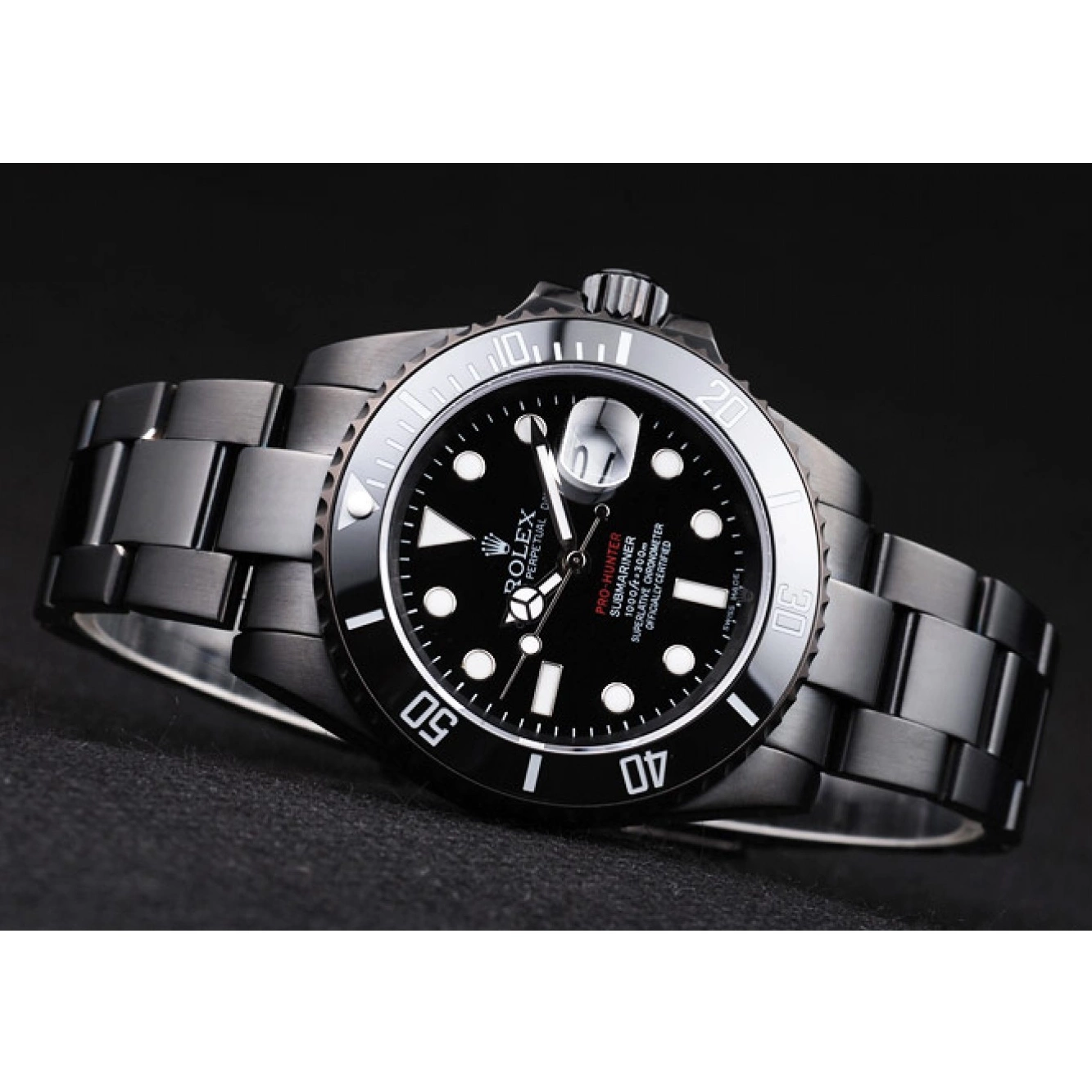 Rolex copies cheap Strap Rolex Black Steel Pro-Hunter Swiss Submariner Dial Black 0501